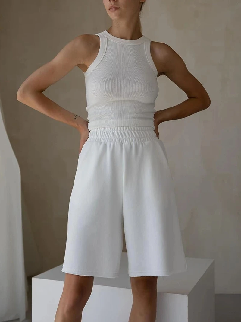 Bornladies Sommer 100% Baumwolle Sets Frauen Casual Zwei Stücke Halbe Hülse Patchwork T Shirts & Hohe Taille Shorts Outfits Trainingsanzug Bornladies Sommer 100% Baumwolle Sets Frauen Casual Zwei Stücke Halbe Hülse Patchwork T Shirts & Hohe Taille Shorts Outfits Trainingsanzug