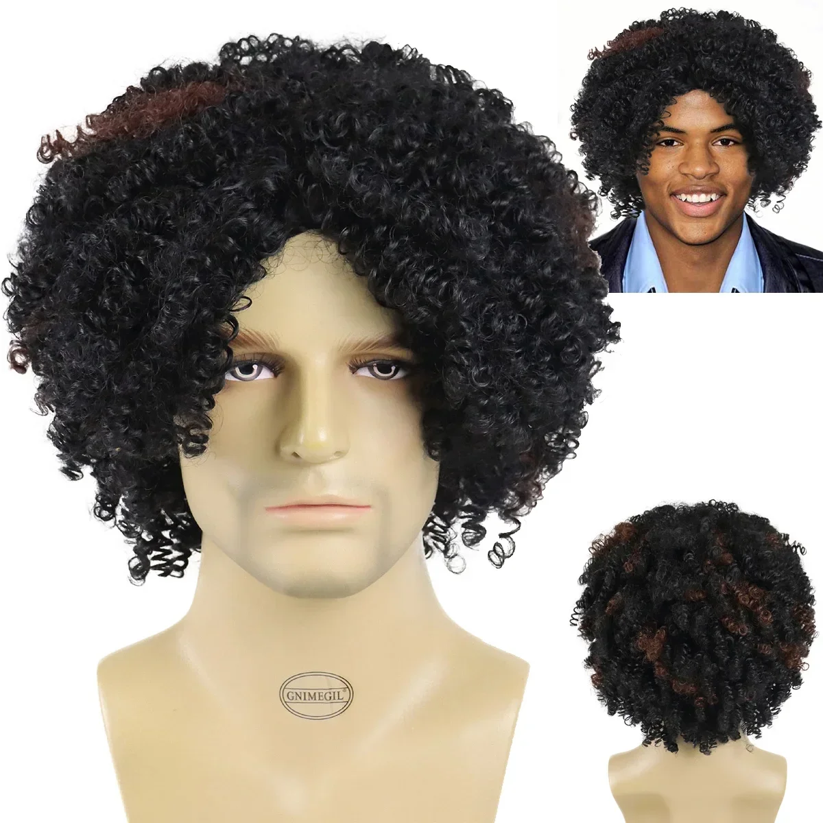 GNIMEGIL Synthetic Kinky Curly Wigs for Men Black Mix Brown African Elastic Curls Hair Short Afro Wig Daily Breathable Man Wig
GNIMEGIL Synthetic Kinky Curly Wigs for Men Black Mix Brown African Elastic Curls Hair Short Afro Wig Daily Breathable Man Wig