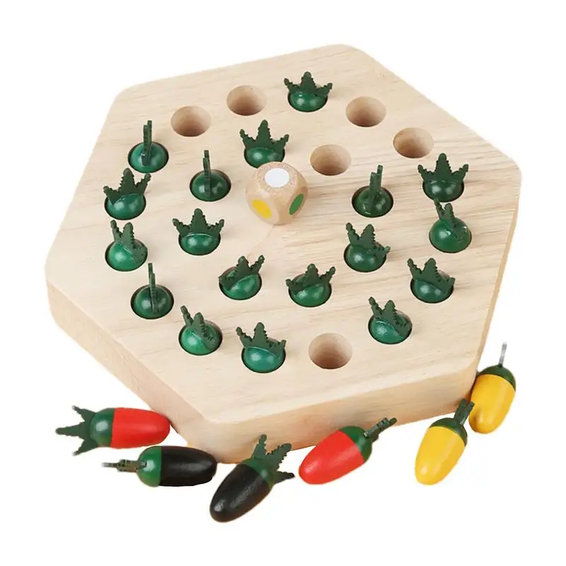 

Wooden Memory Game Carrot Shape Color Sorting Memory Game Chess Board Games Set Montessori Multifunctional Early Developmental
