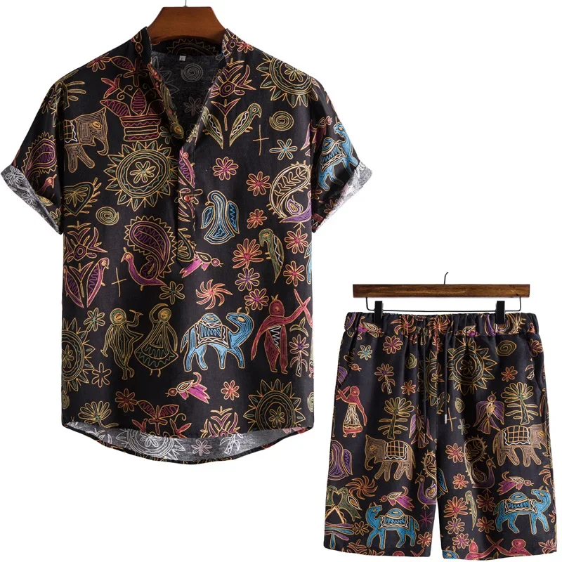 Vintage Mens Hawaiian Shirt and Short 2 Piece Suit Vacation Outfits Set Casual Button Down Beach Suits Party Casual Men Clothing
Vintage Mens Hawaiian Shirt and Short 2 Piece Suit Vacation Outfits Set Casual Button Down Beach Suits Party Casual Men Clothing