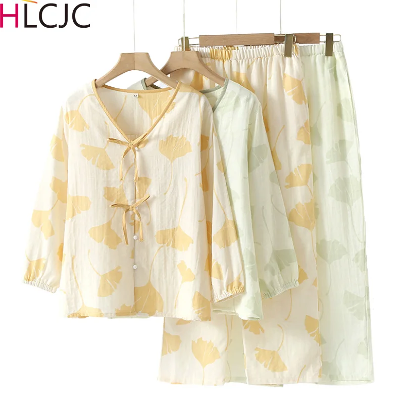 2023 Women Gauze Kimono Pajamas Set Long Sleeve Pant Soft Home Clothes Printing V-neck Sleepwear Loungewear Women's Set Pyjamas
2023 Women Gauze Kimono Pajamas Set Long Sleeve Pant Soft Home Clothes Printing V-neck Sleepwear Loungewear Women's Set Pyjamas