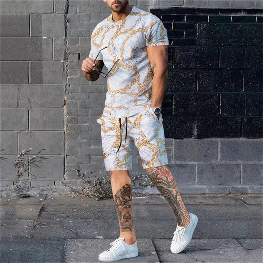 Summer Short Sleeve T-shirts Shorts Set Men's Luxury Brand Fashion Print Two Piece Outfits Casual Tracksuits Men Clothings
Summer Short Sleeve T-shirts Shorts Set Men's Luxury Brand Fashion Print Two Piece Outfits Casual Tracksuits Men Clothings
