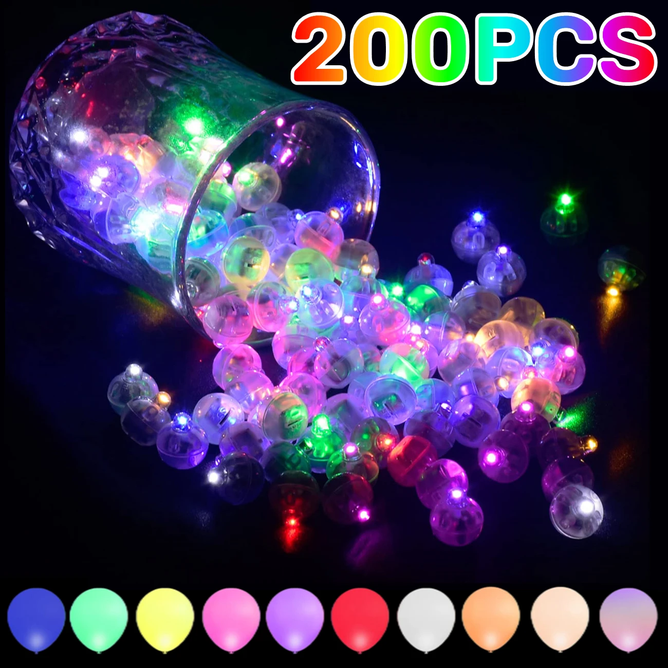 

50/100/200PCS LED Balloon Light Mini Round Ball Tiny Lights Luminous Lamp Lantern Lighting Wedding Bar Party Birthday Decoration