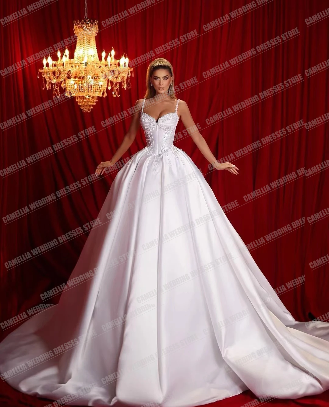 Exquisite Elegant Wedding Dresses Women's A Line Sexy Spaghetti Straps For Bridal Ball Gowns Formal Fluffy Pleat Satin Vestidos
Exquisite Elegant Wedding Dresses Women's A Line Sexy Spaghetti Straps For Bridal Ball Gowns Formal Fluffy Pleat Satin Vestidos