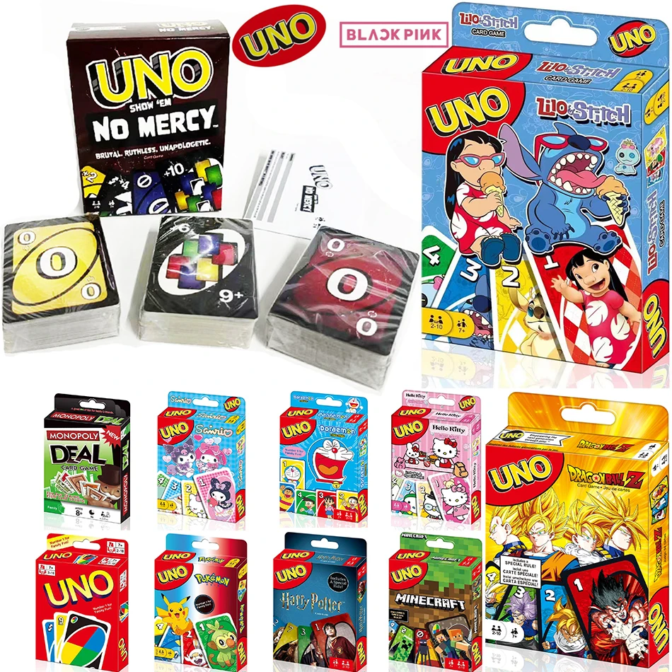 

UNO Sanrio Doraemon Lilo and Stitch Board Game Anime Cartoon Kawaii Figure Pattern Family Funny Entertainment Cards Games Gifts