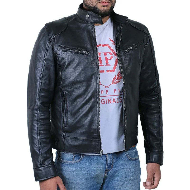 Coat PU Leather Collar Slim Fitting Leather Jacket Motorcycle Cycling Mens Jacket
Coat PU Leather Collar Slim Fitting Leather Jacket Motorcycle Cycling Mens Jacket