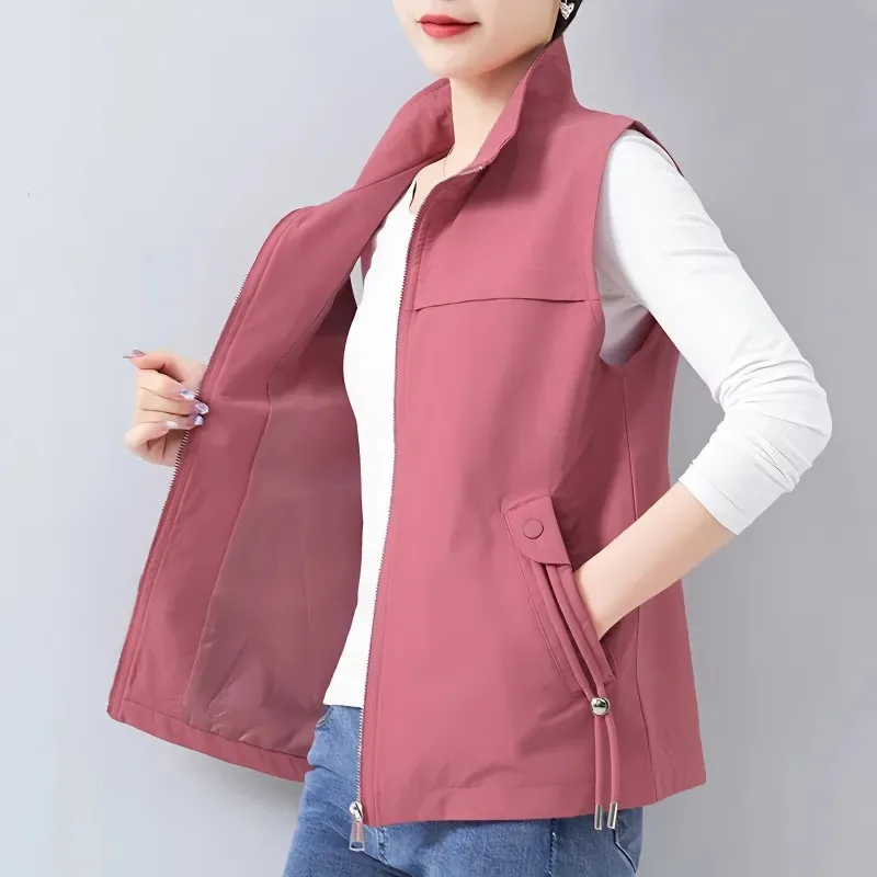 Spring Summer Double Layer Vest Women Korean Casual Stand Collar Sleeveless Jacket Mom Short Waistcoat Loose Ladies Tops H2897
Spring Summer Double Layer Vest Women Korean Casual Stand Collar Sleeveless Jacket Mom Short Waistcoat Loose Ladies Tops H2897