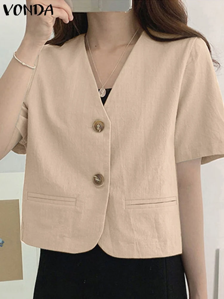 VONDA Elegant Suits Blazer 2024 Casual OL Streetwear Women Short Sleeve Vintage Solid Color Coats Fashion Work V Neck Outwears
VONDA Elegant Suits Blazer 2024 Casual OL Streetwear Women Short Sleeve Vintage Solid Color Coats Fashion Work V Neck Outwears