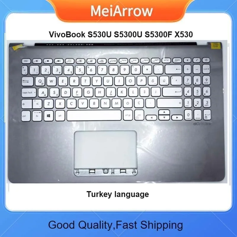 

MEIARROW New/org For Asus VivoBook S15-S5300U/F S530 S530U S5300U S5300F Y5100U Palmrest Turkey Keyboard upper cover,Gray