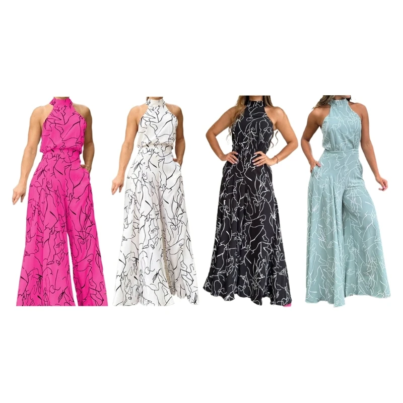 Womens Loose Casual Sleeveless Overall Long Jumpsuit Playsuit Sleeveless Hanging Neck Pants Print Jumpsuits
Womens Loose Casual Sleeveless Overall Long Jumpsuit Playsuit Sleeveless Hanging Neck Pants Print Jumpsuits