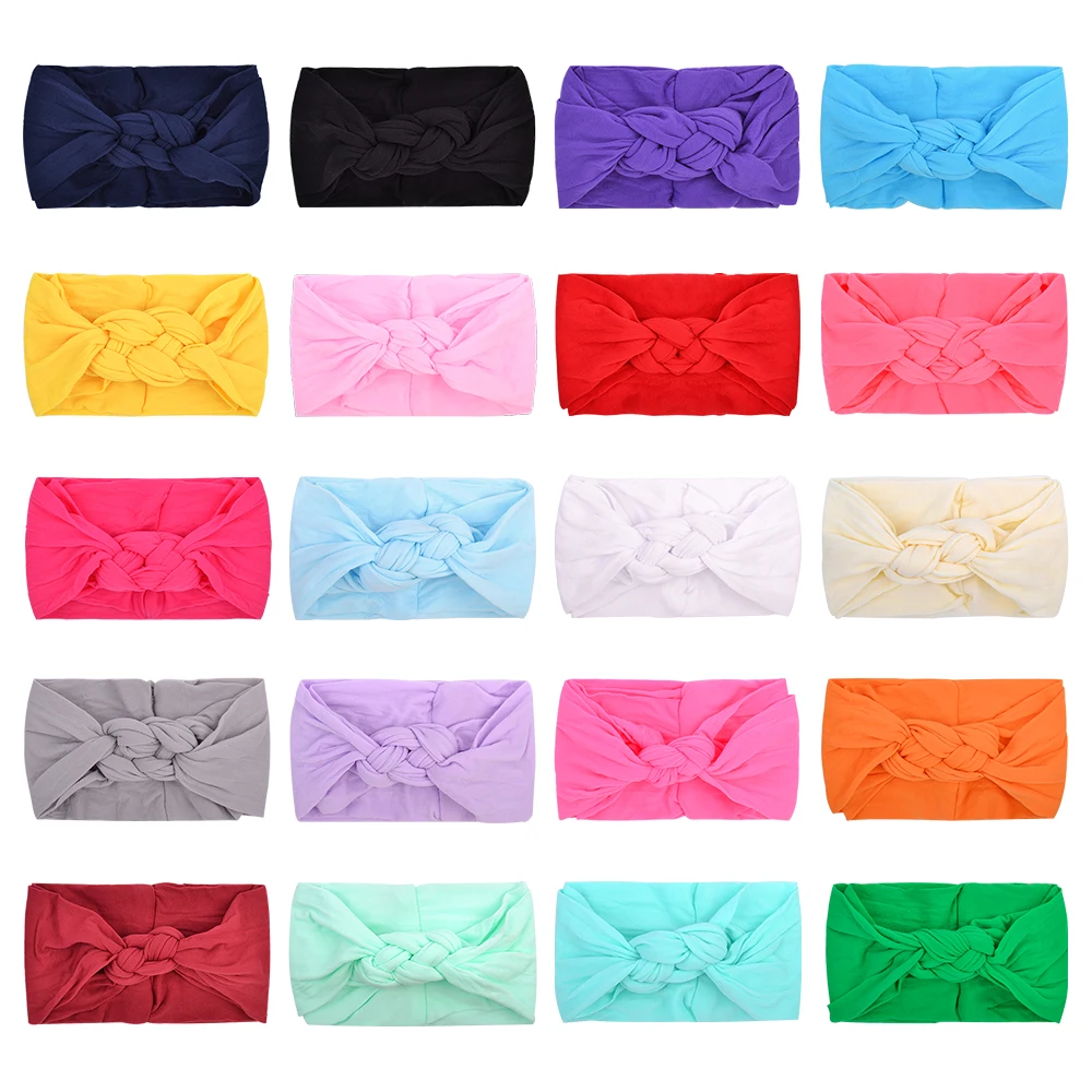 

New Braided Nylon Baby Headbands for Girls Twisted Top Cross Knot Headwraps Turban Elastic Soft Daily Home Baby Hair Accessories