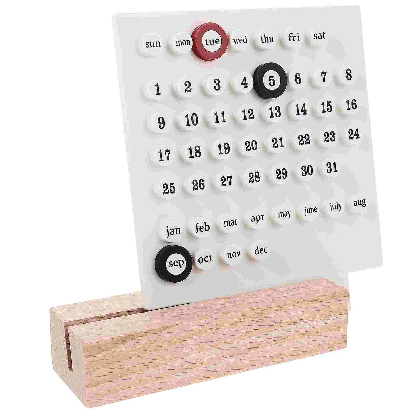 

Wood Perpetual Calendar Montessori Calendar Cute Desk Calendar Adjustable Week Month Date Display Calendar Home Office Desk