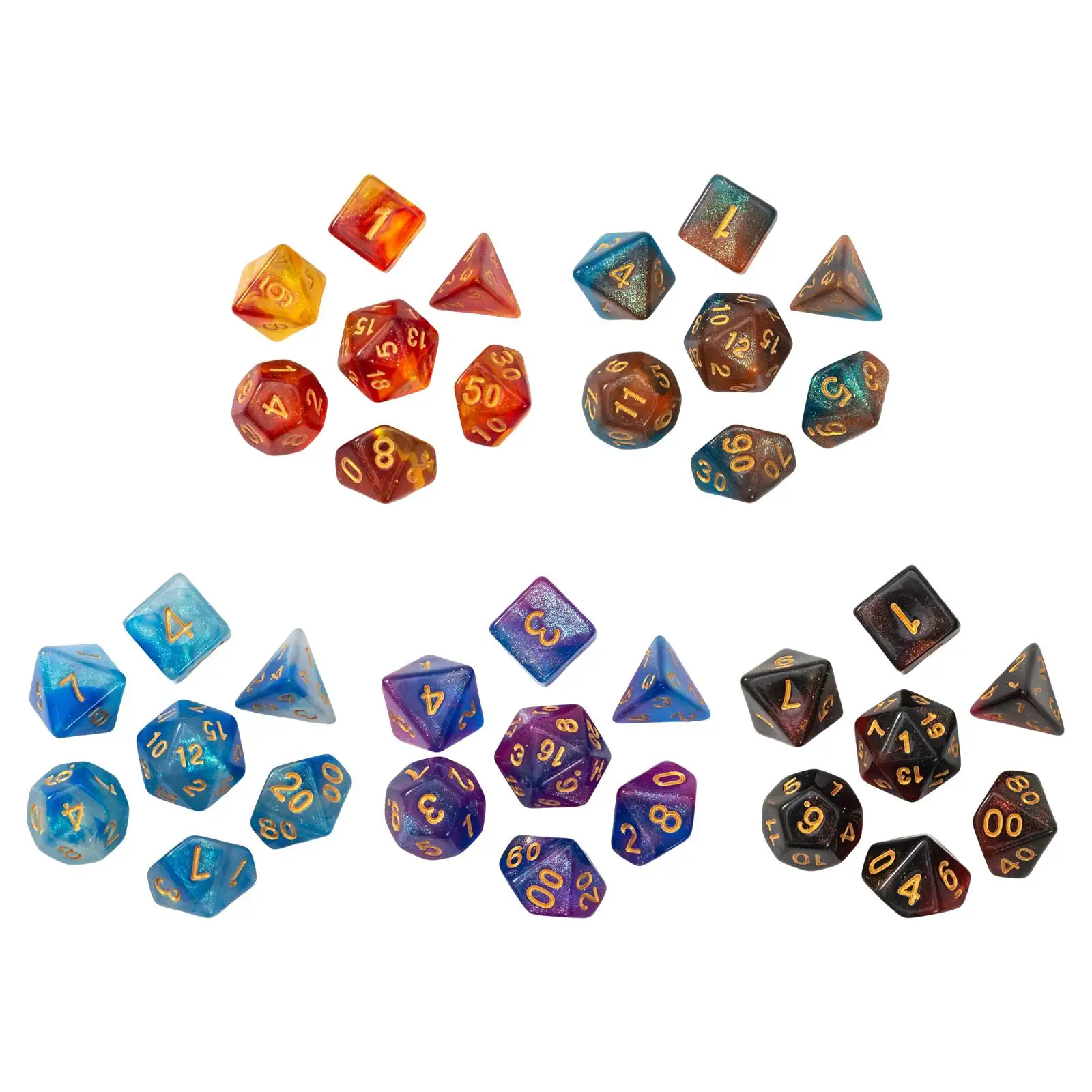 

7Pcs Polyhedral Dices Set Bar Toys Multi Sided Dices D4 D8 D10 D12 D20 for RPG Role Playing Card Games Board Game