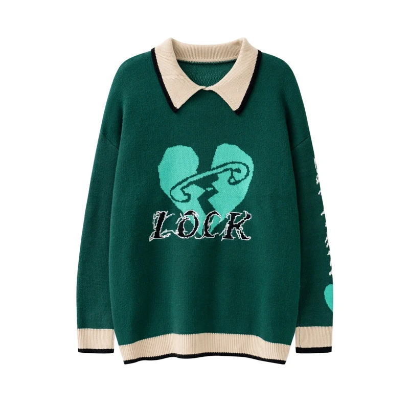 Broken Love Pattern Lapel Pullover Sweaters for Unisex Ovesized Patchwork Winter Clothes Loose Hip Hop Men's Knitted Sweater
Broken Love Pattern Lapel Pullover Sweaters for Unisex Ovesized Patchwork Winter Clothes Loose Hip Hop Men's Knitted Sweater