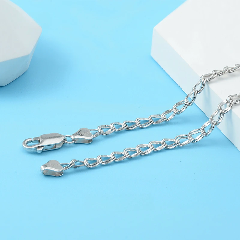 

2024 925 Sterling Silver Link Choker Minimalist Charm Men Women Necklace Lobster Clasps Chain Fashion Fine Jewelry Gifts Y2k