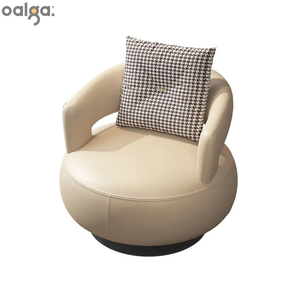 

Single Person Sofa Chair, Nordic Modern Minimalist Living Room, Bedroom, Balcony, Internet Red Ins Rotating Chair, Cream Lazy So