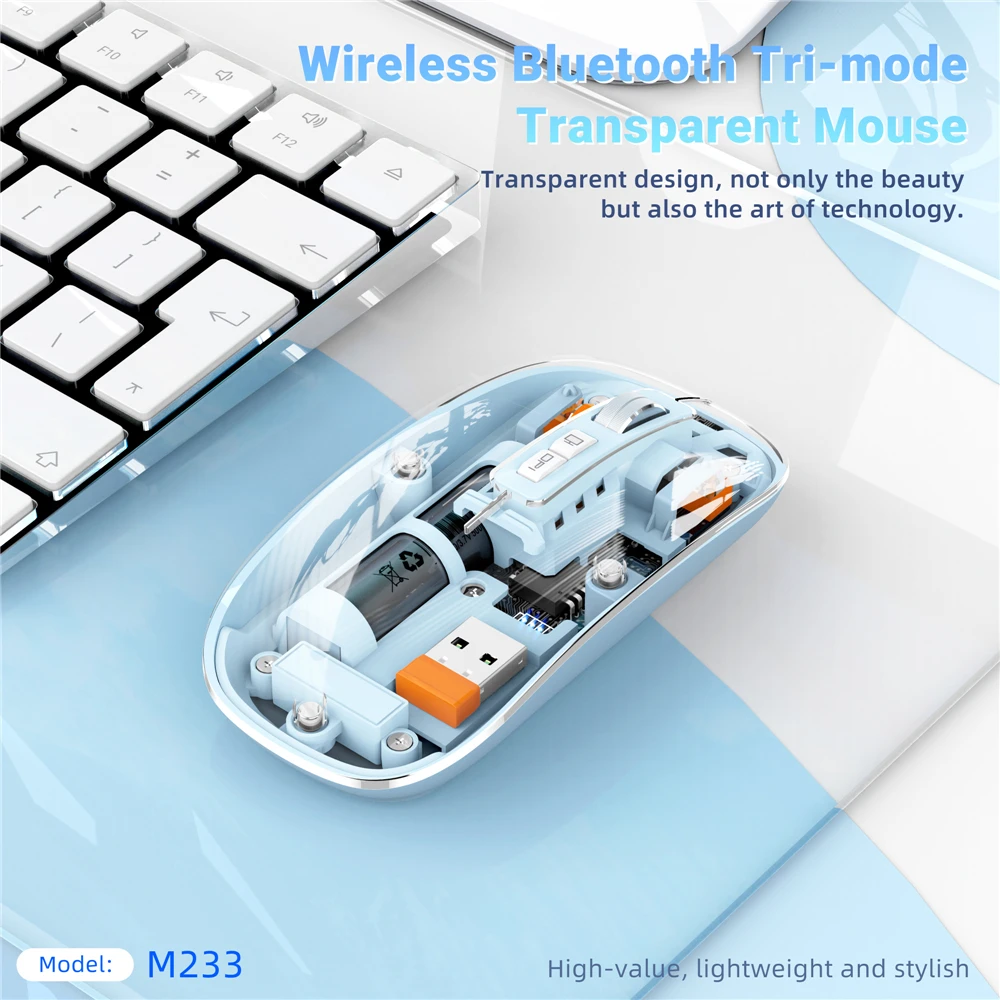 M233 Transparent Magnetic Mouse Triple Mode 2.4G Bluetooth-compatible Wireless Rechargeable For PC Games And Office
M233 Transparent Magnetic Mouse Triple Mode 2.4G Bluetooth-compatible Wireless Rechargeable For PC Games And Office