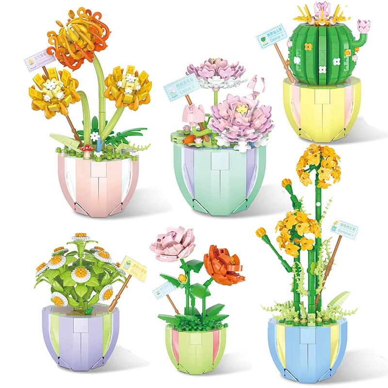 City Creative Flower Pot Potted Chrysanthemum Rose Balcony Indoor Decoration Building Blocks Bricks Toys Christmas Girl Gifts
City Creative Flower Pot Potted Chrysanthemum Rose Balcony Indoor Decoration Building Blocks Bricks Toys Christmas Girl Gifts