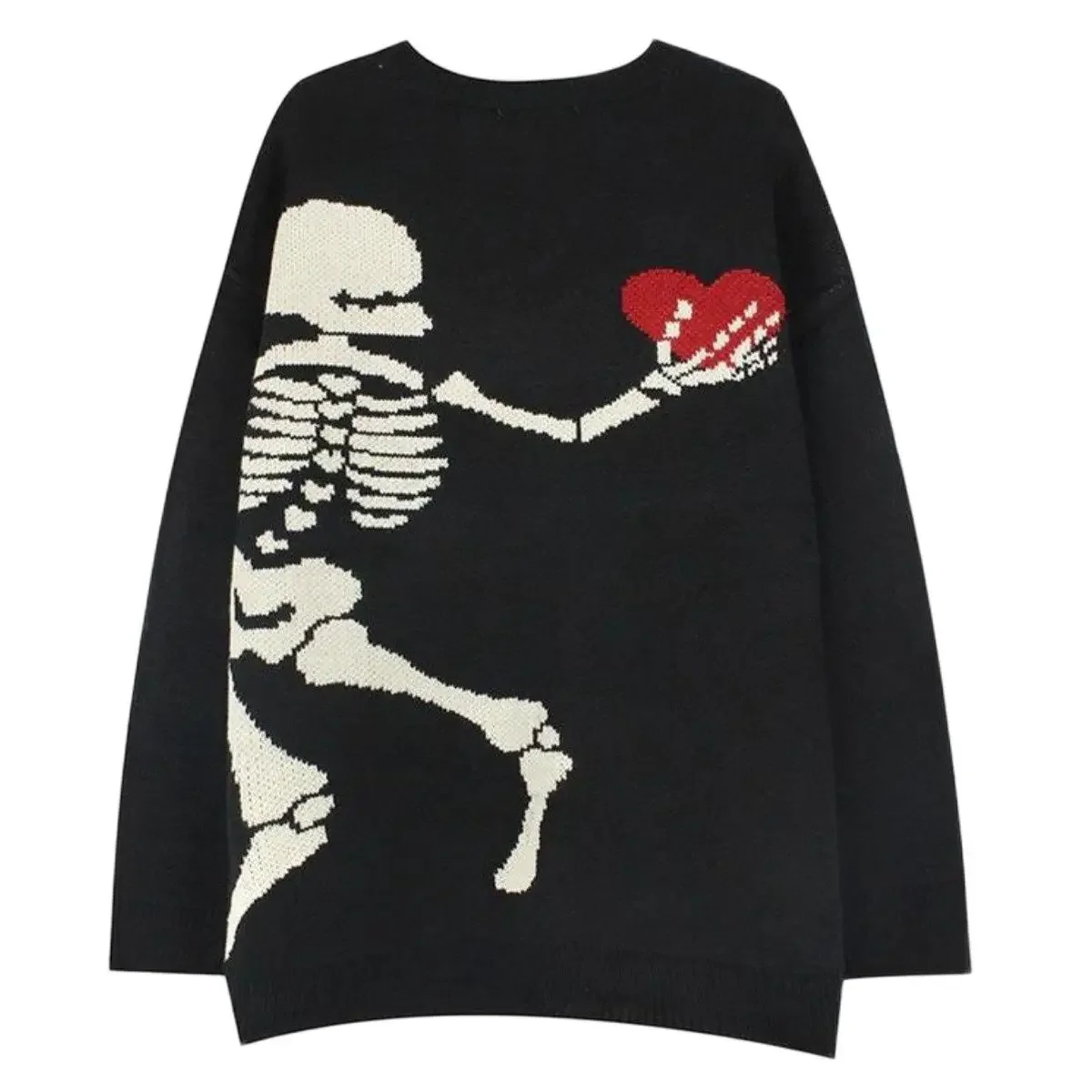 

Sweater Men's Fashion New Punk Harajuku Sweater Skull Skeleton Hand Holding Love Funny Funny Men's Pullover Knit