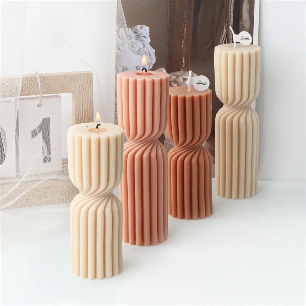 

Geometry Gear Cylinder Spiral Candle Mold Long Rod Grooved Pillar Silicone Molds Classic Wax Candle Frame Casting Swirl Shaped