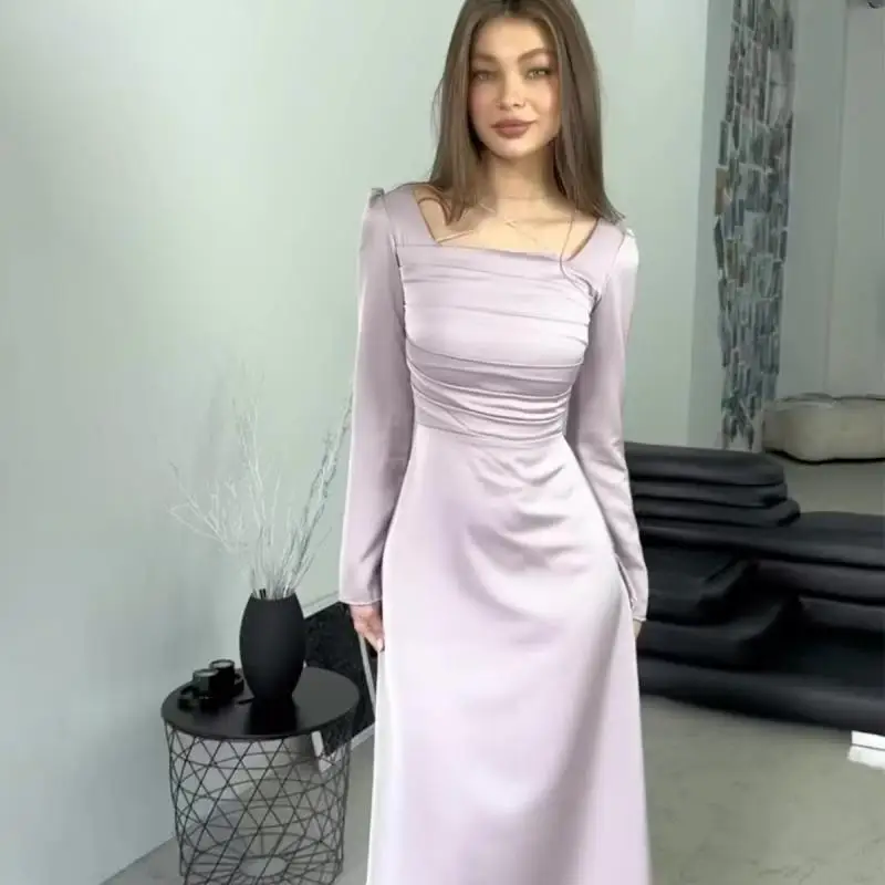 2024 Woman Slim Dress Solid Female Dresses Square Collar Clothes Waist Microfold Long Sleeved Clothing Purple Spring Robe
2024 Woman Slim Dress Solid Female Dresses Square Collar Clothes Waist Microfold Long Sleeved Clothing Purple Spring Robe