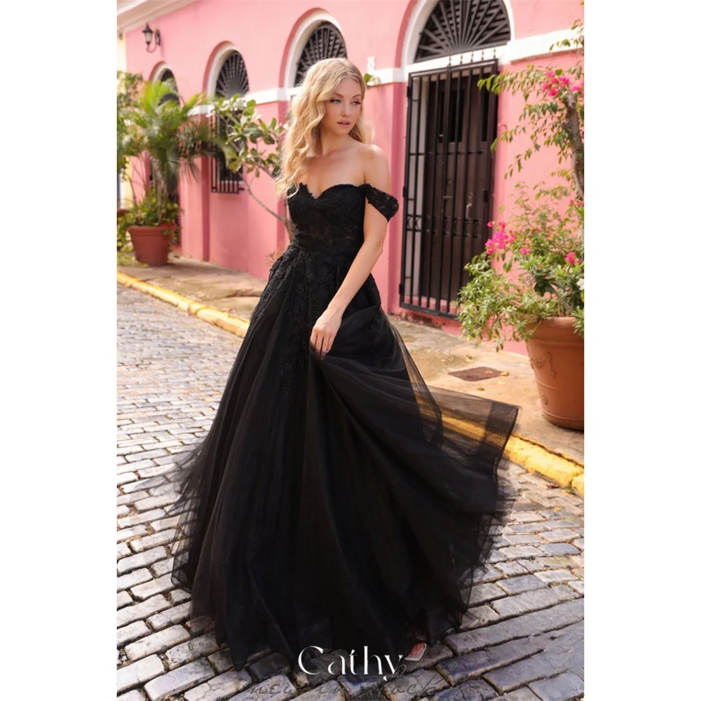 

Cathy Heart Shaped Neck Backless Tulle Prom Dress Lace-up Back A-line vestidos par boda Elegant Sleeveless Wedding Dress 2024