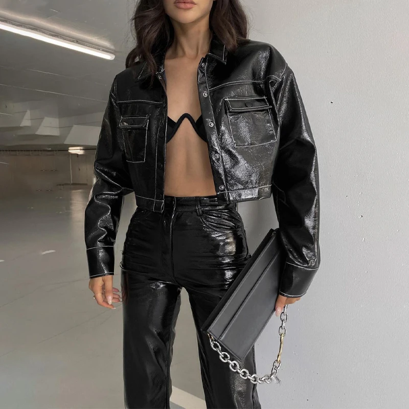 Gothic 2023 Pu Leather Jackets Single Button Long Sleeve Y2K Tops Autumn Winter Jacket Women Goth Fashion Streetwear Outfits 90s
Gothic 2023 Pu Leather Jackets Single Button Long Sleeve Y2K Tops Autumn Winter Jacket Women Goth Fashion Streetwear Outfits 90s