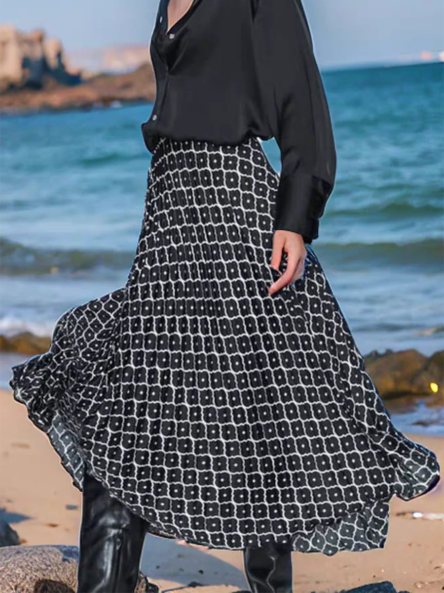 Floral Print Pleated Midi Skirts For Women High Waist A-line Faldas Female Vintage Elegant Casual Streetwear Skirt Chic Bottom
Floral Print Pleated Midi Skirts For Women High Waist A-line Faldas Female Vintage Elegant Casual Streetwear Skirt Chic Bottom