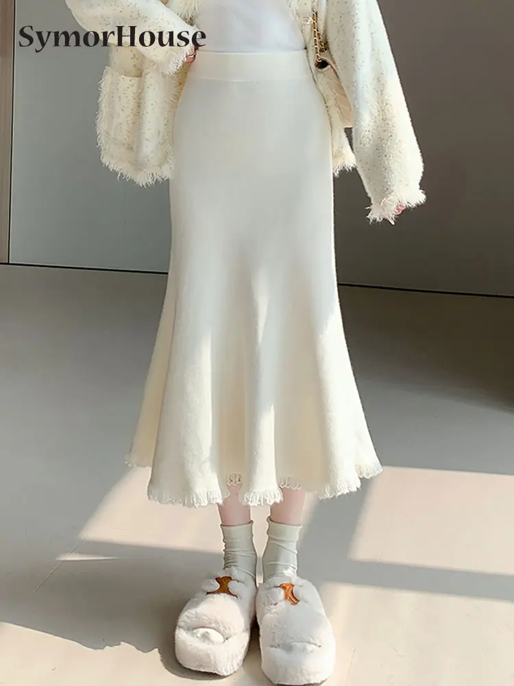 2023 Autumn Winter Elegant Knitted Mermaid Skirt Women Solid Color High Waist Long Skirts Woman Tassel Ruffles Wrap Hip Skirts
2023 Autumn Winter Elegant Knitted Mermaid Skirt Women Solid Color High Waist Long Skirts Woman Tassel Ruffles Wrap Hip Skirts
