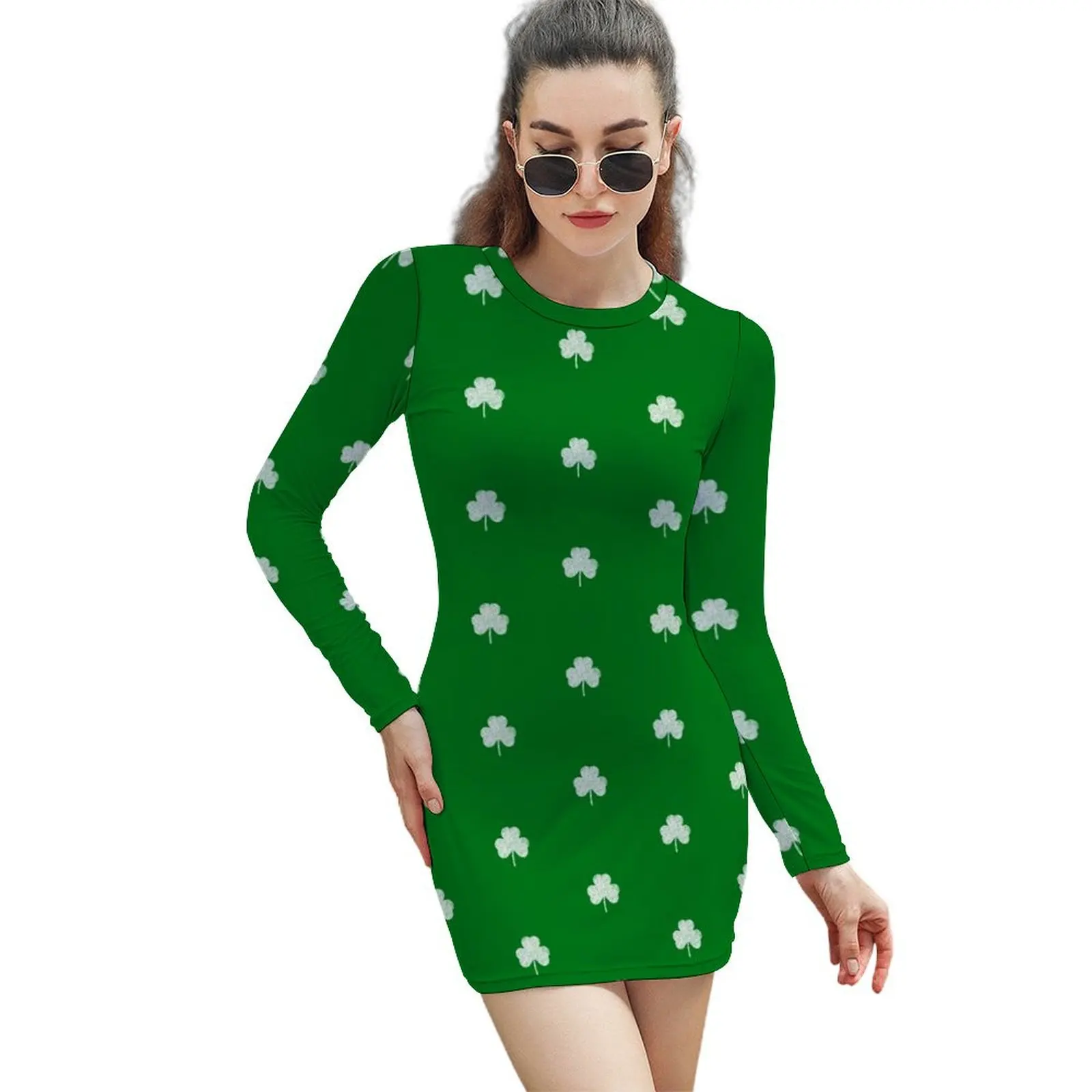 Green St Paddy's day Distressed Shamrock Clover Design Long-Sleeved Sheath Dress Party dresses loose women's dress
Green St Paddy's day Distressed Shamrock Clover Design Long-Sleeved Sheath Dress Party dresses loose women's dress