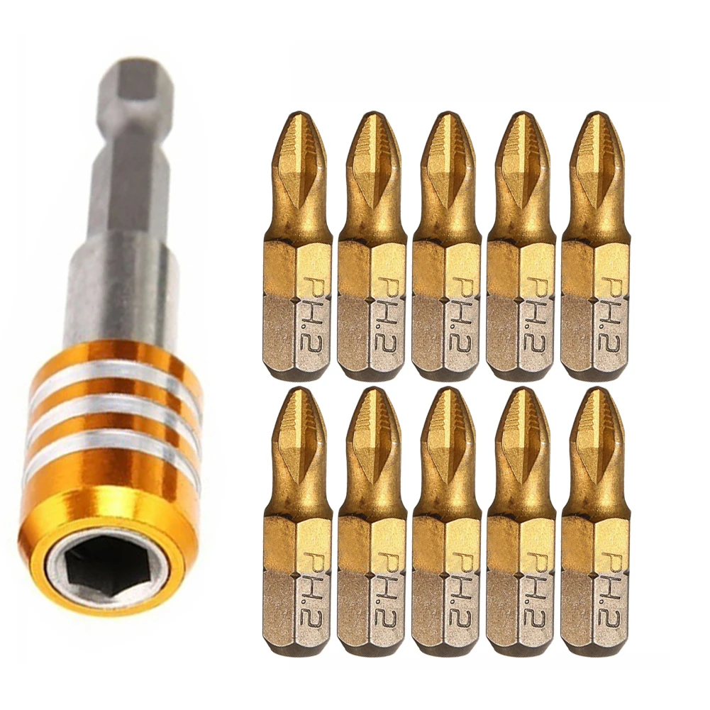 10pcs 25mm Titanium Coating PH2 Screwdriver Bit With 1/4" Shank Quick Release Holder Extension Bar Screw Drivers Hand Tool
10pcs 25mm Titanium Coating PH2 Screwdriver Bit With 1/4" Shank Quick Release Holder Extension Bar Screw Drivers Hand Tool