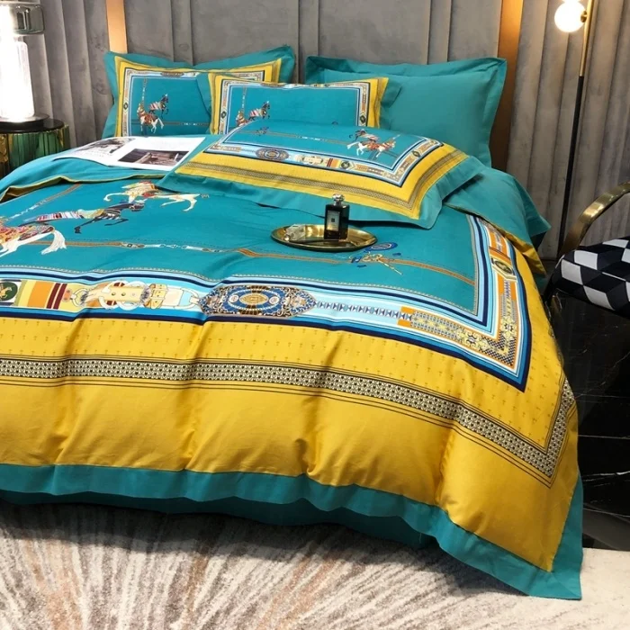 Top Brand Luxury Horse Pattern 100s Cotton Bedding Sets King Queen Size Modern Flat Sheet Reversible Duvet Cover Sets 4-in-1 
Top Brand Luxury Horse Pattern 100s Cotton Bedding Sets King Queen Size Modern Flat Sheet Reversible Duvet Cover Sets 4-in-1
