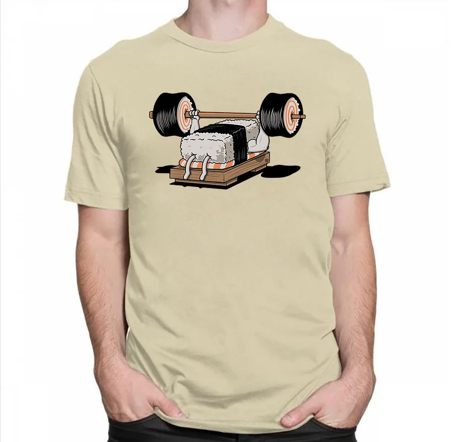 

Cartoon Of Dumbbells Being Lifted Print Man Women T Shirts Sushi Hug T-shirt Cool Sushi Lifting Clothing Fashion Cute T-Shirts