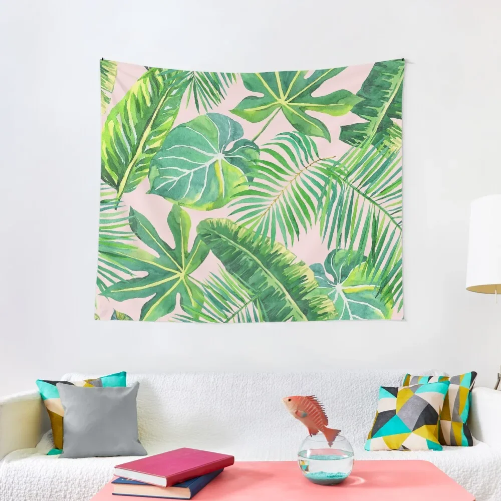 

Blush pink tropical ferns Tapestry Room Decor Aesthetic Home Decorating Aesthetic Room Decoration Tapestry
