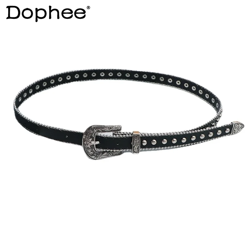 European American Waistband Vintage Engraving Double-Headed Belt Decorative Rivets Western Denim Style Streetwear All-Match Belt
European American Waistband Vintage Engraving Double-Headed Belt Decorative Rivets Western Denim Style Streetwear All-Match Belt