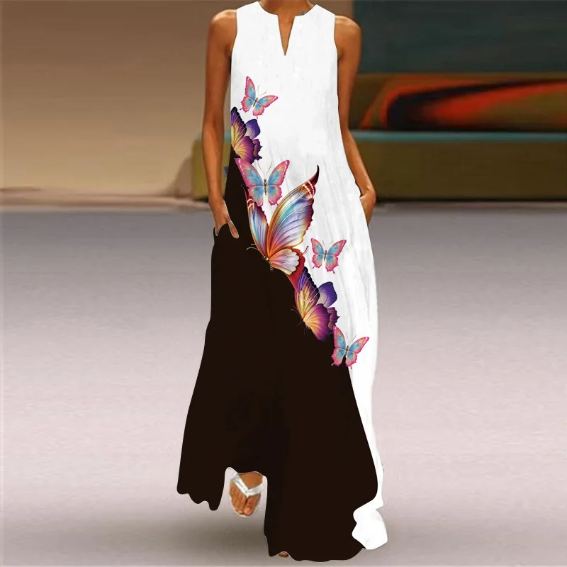 2023 Spring Summer Long Dress Colorful Sleeveless V-neck Casual Beach Maxi Dresses Elegant Feather Print Vintage Vestido Women
2023 Spring Summer Long Dress Colorful Sleeveless V-neck Casual Beach Maxi Dresses Elegant Feather Print Vintage Vestido Women