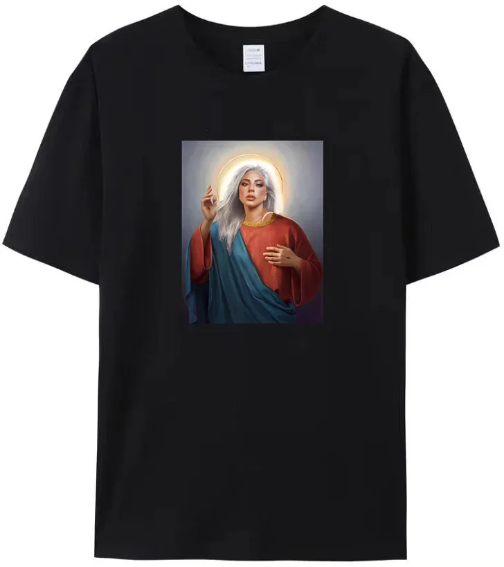2024 Fashion Lady Gaga Fun Faith Print Women's T-Shirt Casual Street Loose Men's Rock Retro Cotton Top
2024 Fashion Lady Gaga Fun Faith Print Women's T-Shirt Casual Street Loose Men's Rock Retro Cotton Top