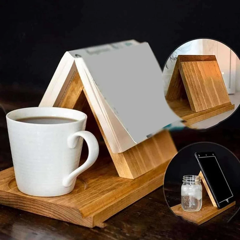 

Деревянная треугольная книжная полка из дерева, подставка для книг, книжный держатель с подставкой для кофейных напитков, деревянный книжный шкаф