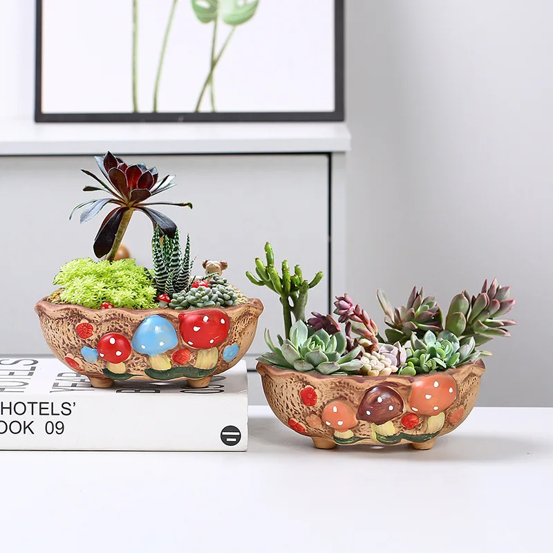 Horticultural Hand-painted Mushroom Platter Cute Ceramic Flower Pot Colorful Succulent Plant Pot
Horticultural Hand-painted Mushroom Platter Cute Ceramic Flower Pot Colorful Succulent Plant Pot
