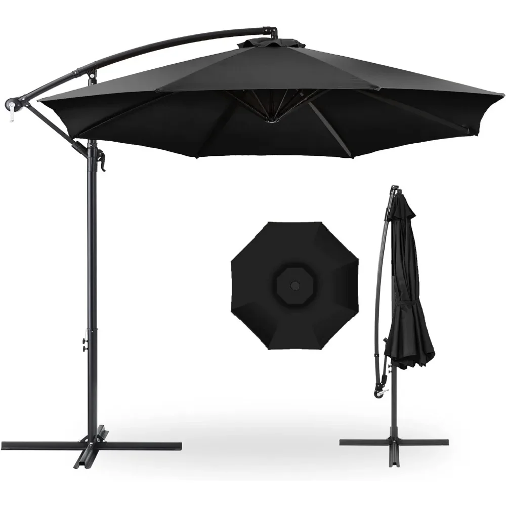 

Patio Umbrellas, Umbrella with Easy Tilt Adjustment, Polyester Shade, 8 Ribs for Lawn and Garden, Hanging Market Patio Umbrella