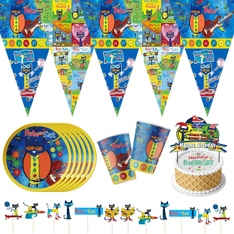 PETE THE CAT Birthday Party Supplies Paper Cup Plate Tablecover Banner Balloon with Baby Shower for Boys Girls Party Decoration
PETE THE CAT Birthday Party Supplies Paper Cup Plate Tablecover Banner Balloon with Baby Shower for Boys Girls Party Decoration