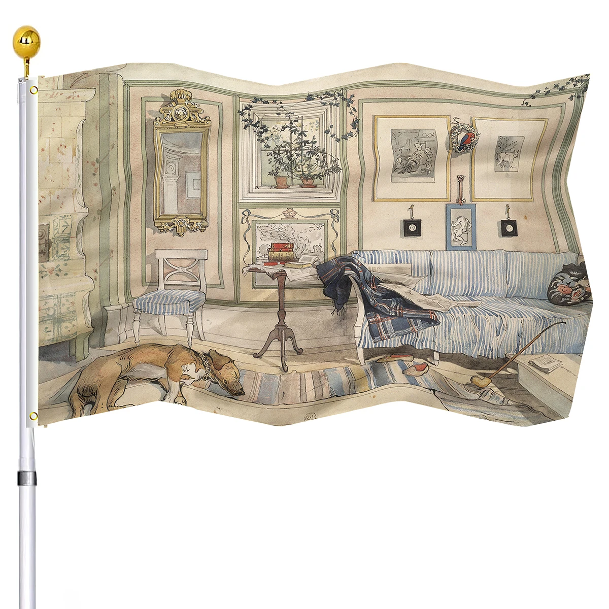 

Vintage Watercolor Painting Flag Cosy Corner From A Home Series Double Stitched Flags with Brass Grommets Indoor Outdoor Decor