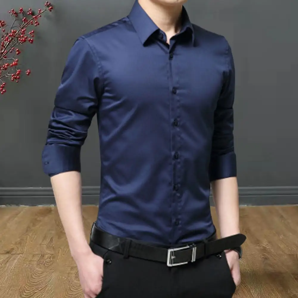 Lapel Collar Shirt Men's Slim Fit Business Shirt Lapel Long Sleeve Single Breasted Wrinkle-resistant Top for Spring Summer Solid
Lapel Collar Shirt Men's Slim Fit Business Shirt Lapel Long Sleeve Single Breasted Wrinkle-resistant Top for Spring Summer Solid
