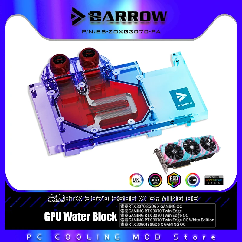 Barrow VGA передний водяной блок для ZOTAC Geforce RTX 3070 X-GAMING OC графическая карта, охладитель графического процессора 5 В + черная плата, BS-ZOXG3070-PA
Barrow VGA передний водяной блок для ZOTAC Geforce RTX 3070 X-GAMING OC графическая карта, охладитель графического процессора 5 В + черная плата, BS-ZOXG3070-PA