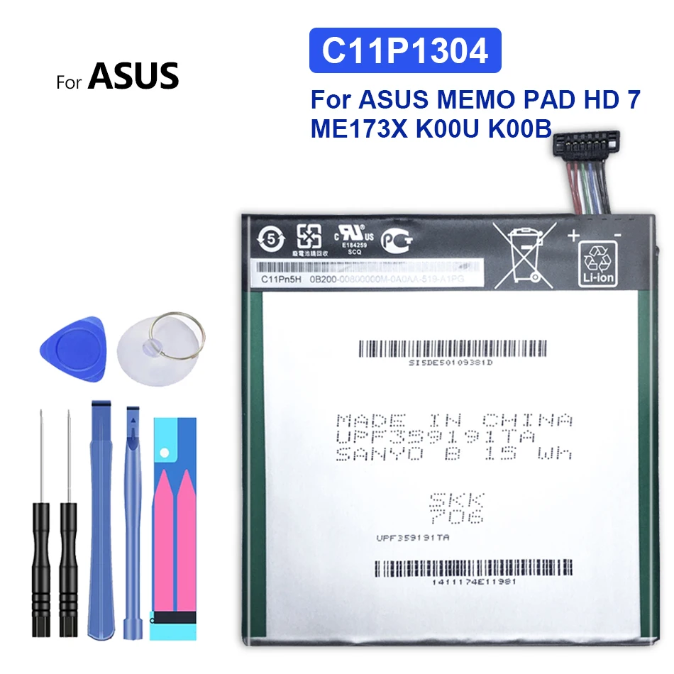 

Bateria 3950mAh Batterie C11P1304 Battery For ASUS MEMO PAD HD 7 ME173X K00U K00B HD7 High Capacity Replacement Battery +Tools