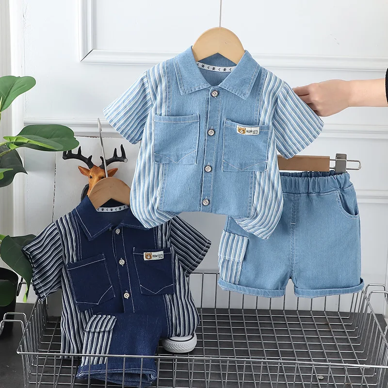 

Boys Clothes Sets 2024 Summer Children Thin Denim Shirts Shorts 2pcs Casual Suit For Baby Tracksuits Kids Outfits Toddler 3 4 5Y