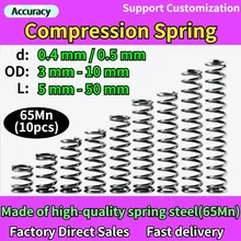 65Mn Wire Diameter 0.4 / 0.5mm Cylidrical Coil Small Compression Spring Return Compressed Springs Release Pressure Spring Steel
65Mn Wire Diameter 0.4 / 0.5mm Cylidrical Coil Small Compression Spring Return Compressed Springs Release Pressure Spring Steel