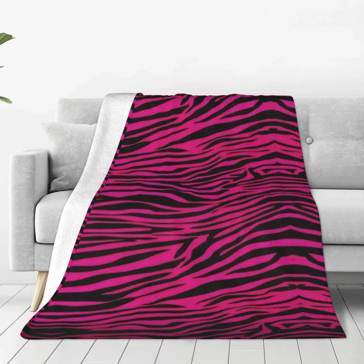 

Gothic Pink Zebra Stripes Velvet Throw Blankets Blanket for Bed Office Soft Bedroom Quilt