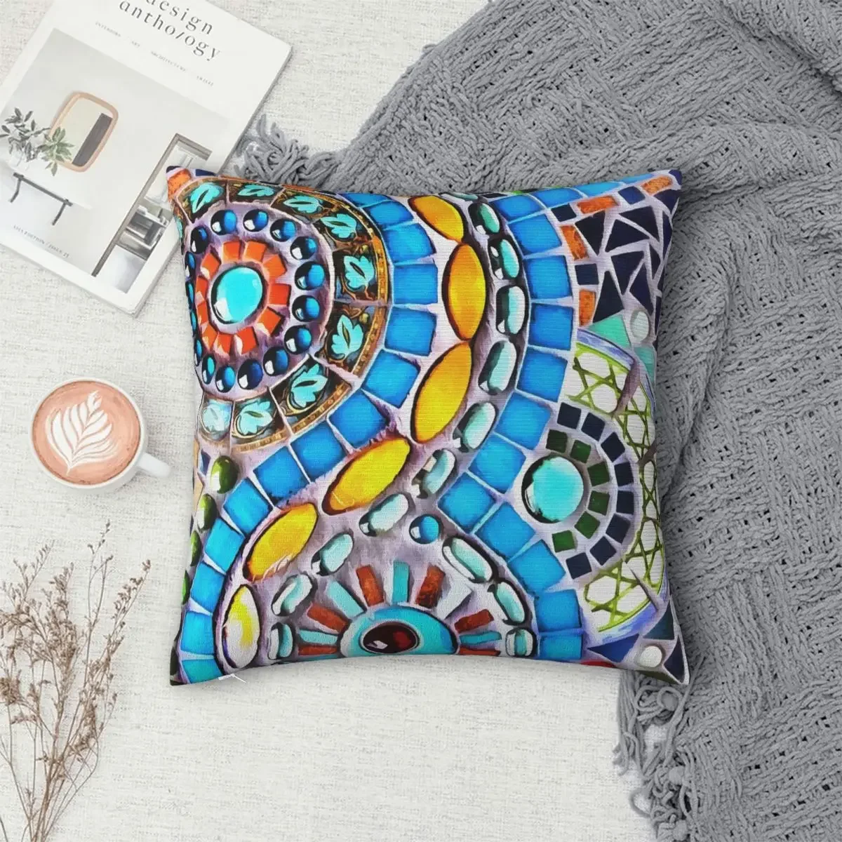 

Gaudi Barselona Mosaic Pillowcase Polyester Pillows Cover Cushion Comfort Throw Pillow Sofa Decorative Cushions Used for Home