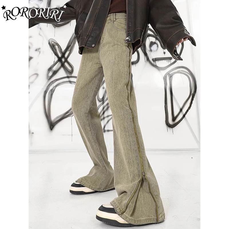 

RORORIRI 90s Retro Zip-up Baggy Jeans Women High Waist Trousers Casual Wide Leg Skater Oversized Pants Y2k Korean Streetwear